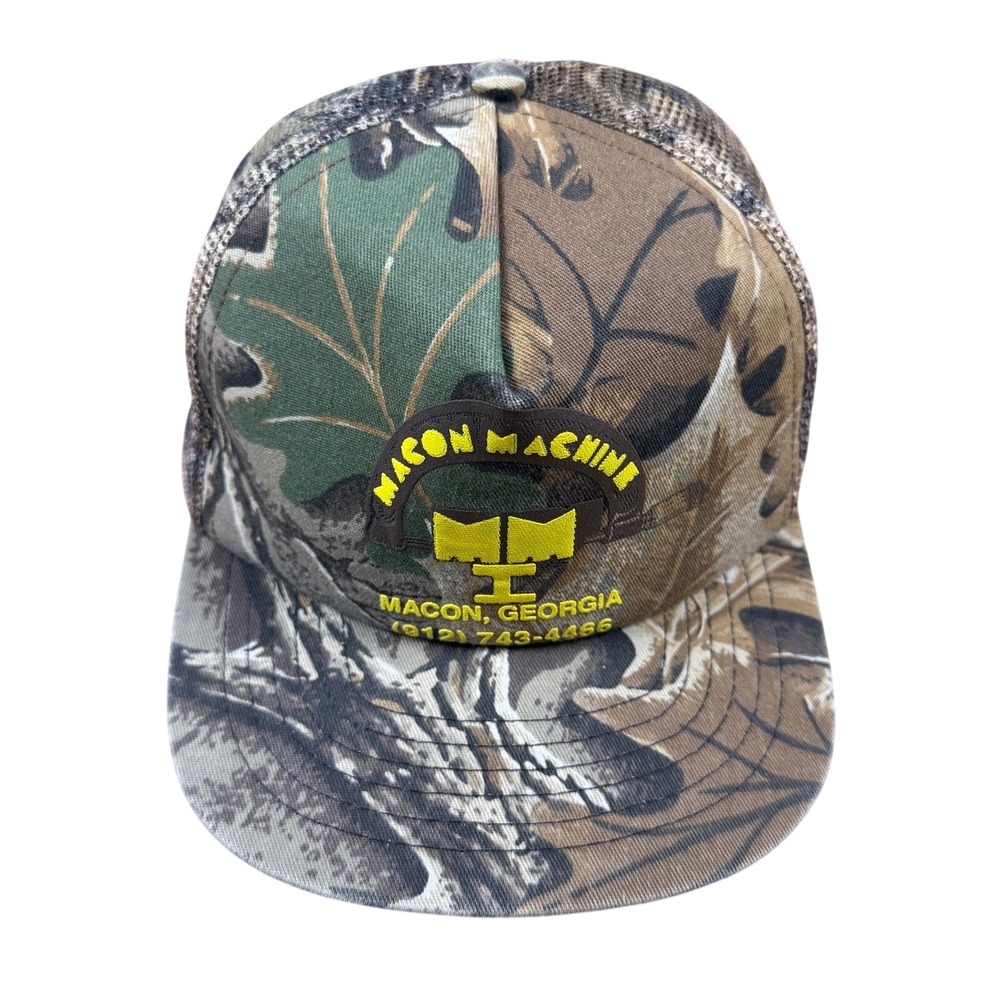 Vintage Macon Machine Camo Trucker Hat Snapback Mesh‎ Cap Made in USA